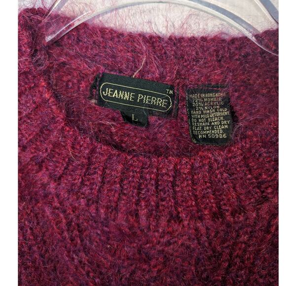 Vintage 80's Jeanne Pierre Pink Mohair Blend Cropped Sweater Fuzzy - Picture 3 of 7